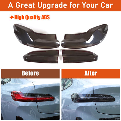 Smoked Black Rear Tail Light Guard Cover Trim Bezels For BMW X4 X4M G02 F98 19+ 22
