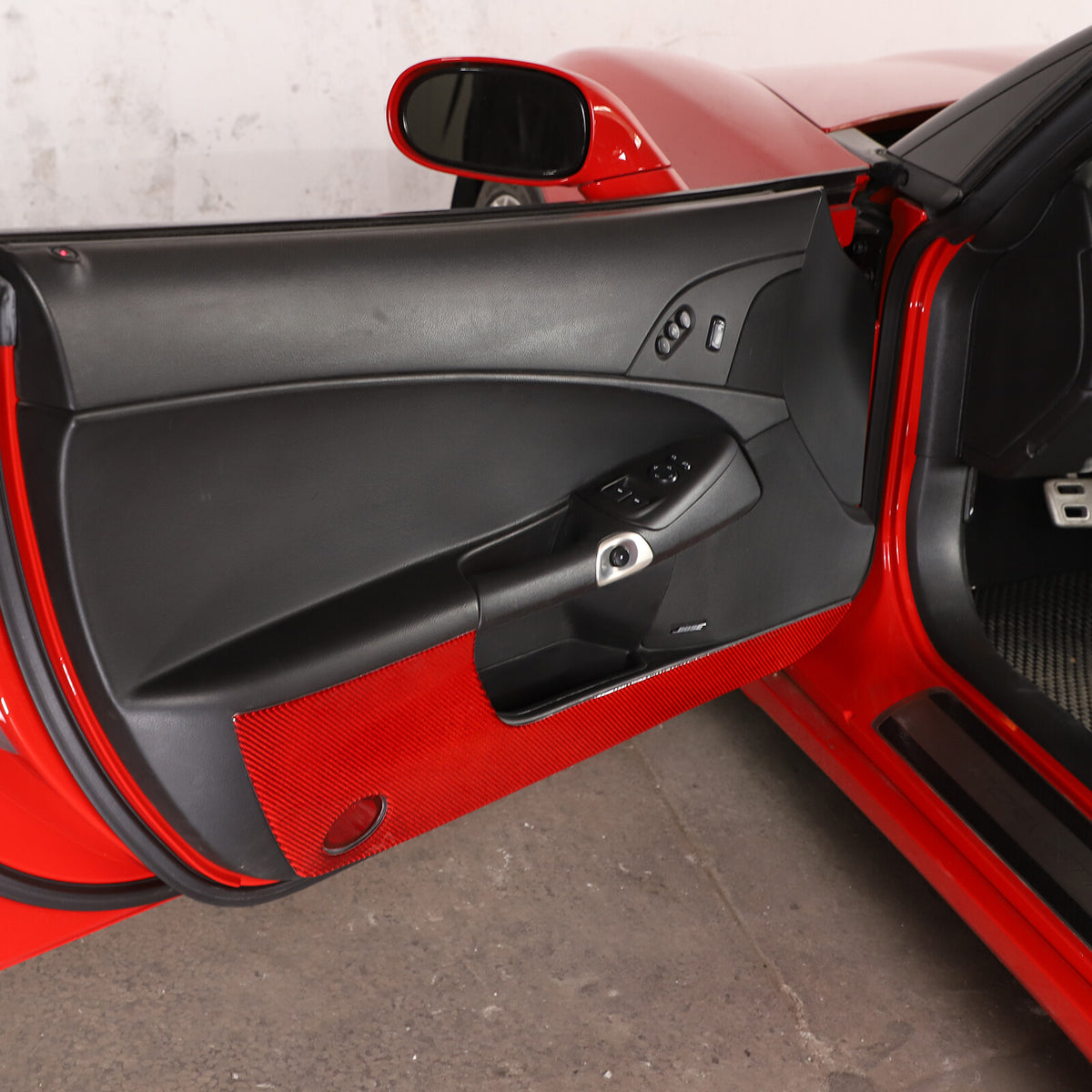 Red Carbon Fiber Door Bottom Anti-Kick Anti-Scratch Cover For Corvette C6 05-13 8
