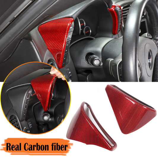 Red Carbon Fiber Dashboard Speedometer Side Cover Trim For Corvette C6 2005-13 1
