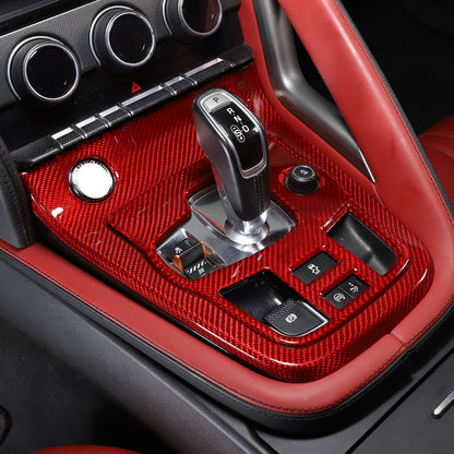 Red Carbon fiber Center Gear Shift Panel Trim Frame for Jaguar F-type 2013-22 10