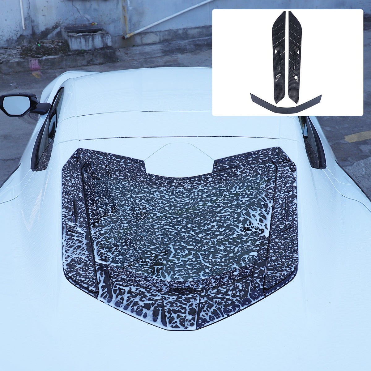 ABS Carbon Fiber Rear Hood Wash Waterproof Trim Cover For Corvette C8 2020+ 6