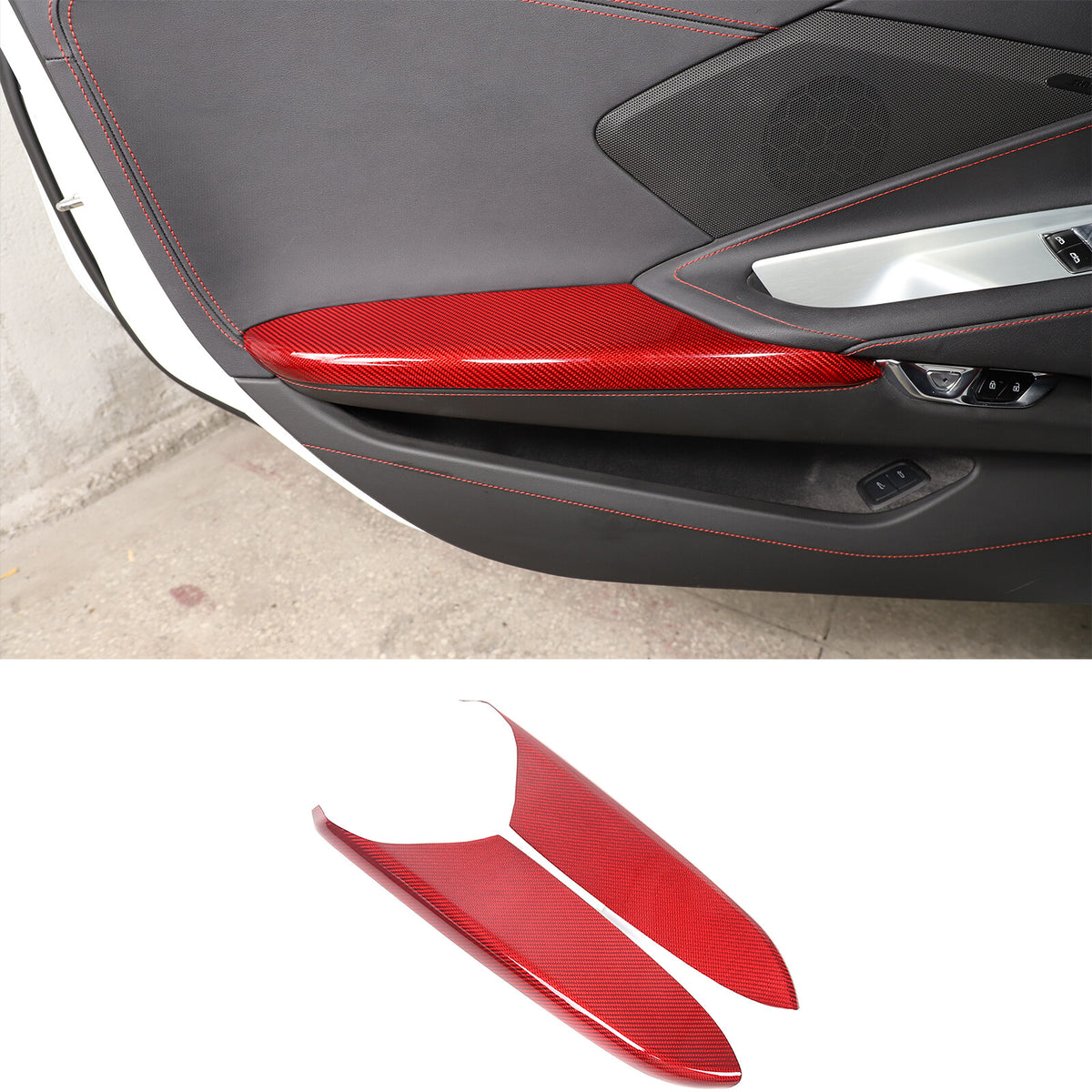Red Real Carbon Fiber Interior Set Decor Trim Set for Corvette C8 Coupe 20-25 12