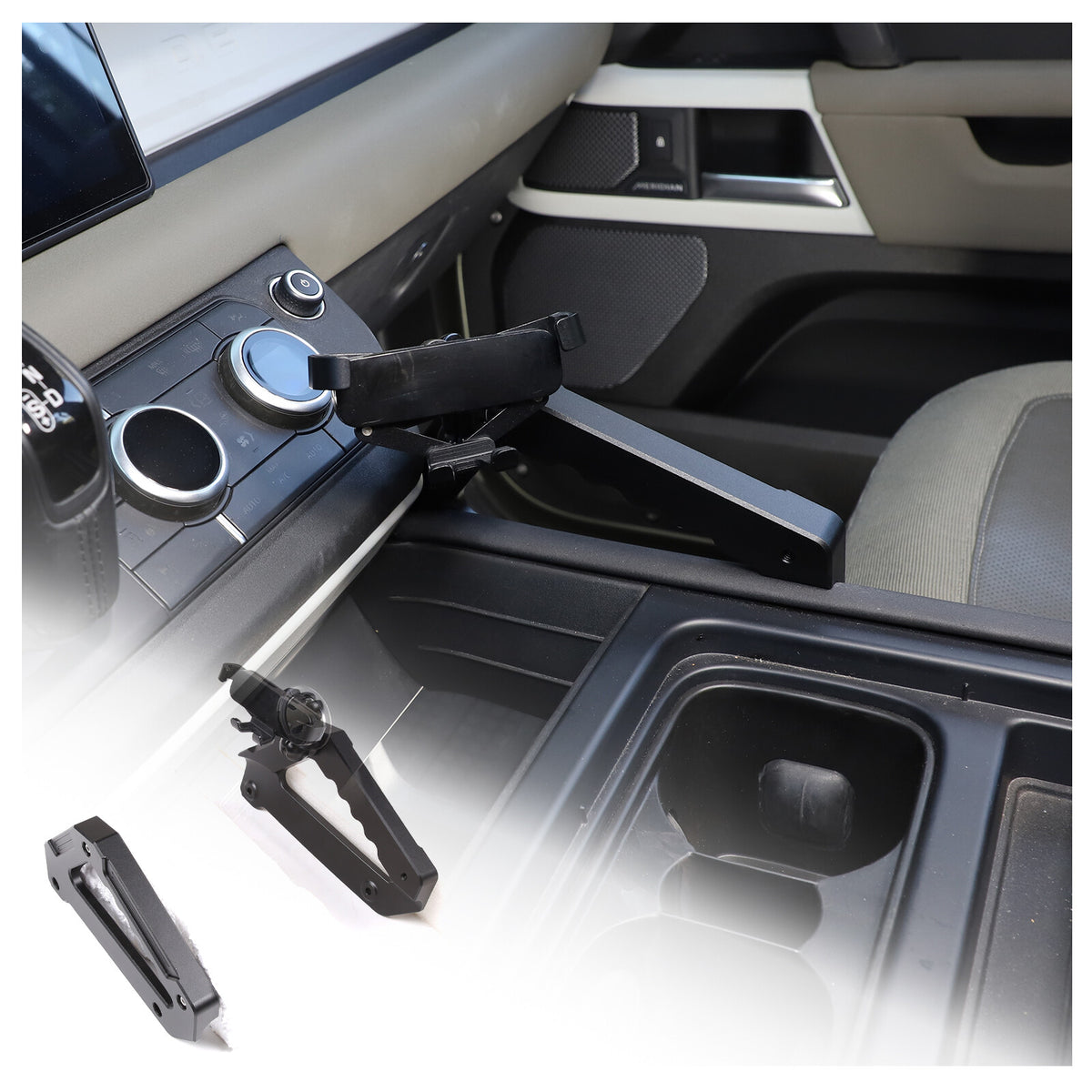 Black Alloy Center Door Pull Handle Panel Cover trim For LR Defender 2020-24 3