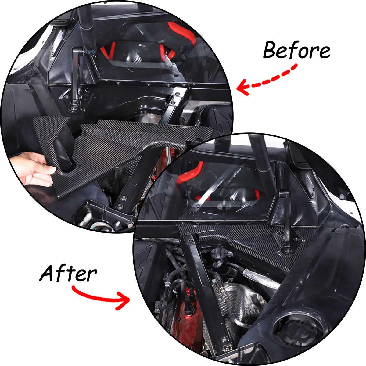 Real Carbon fiber Engine Bay Corner Shock Tower Cover Trim Kit For Corvette C8 11