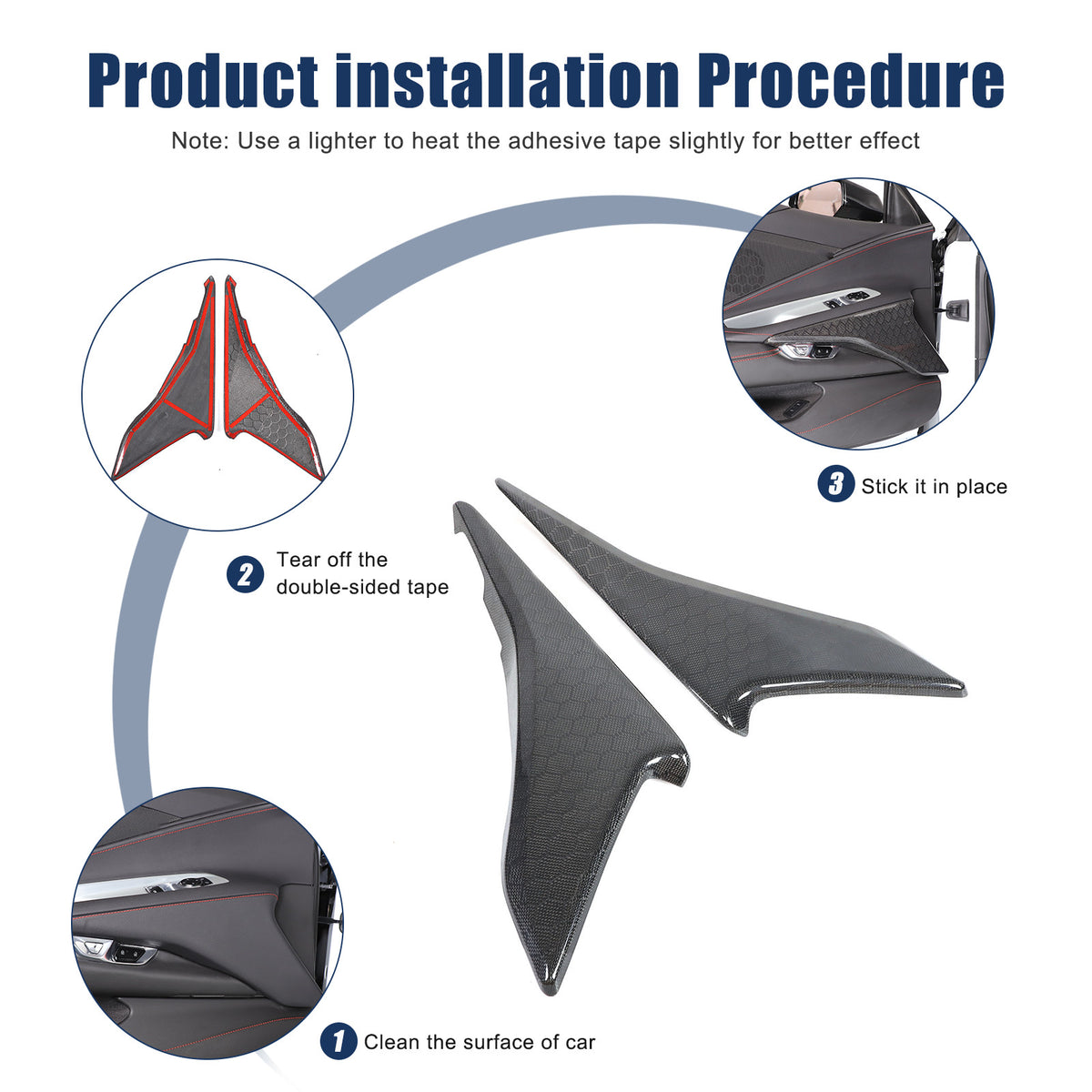 Real Honeycomb Carbon Fiber Interior Door Panel Cover Trim For Corvette C8 20-26 10