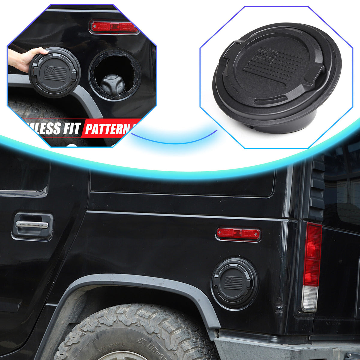Replace US Flag Door Fuel Tank Cover Gas Lid Cap For Hummer H2 03-09 US 2