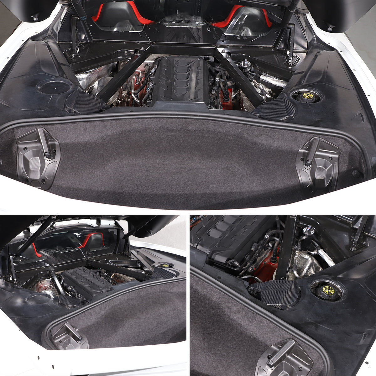 Real Carbon Fiber Rear Strut Shock Tower Cover Mag Ride For Corvette C8 2020-26 5