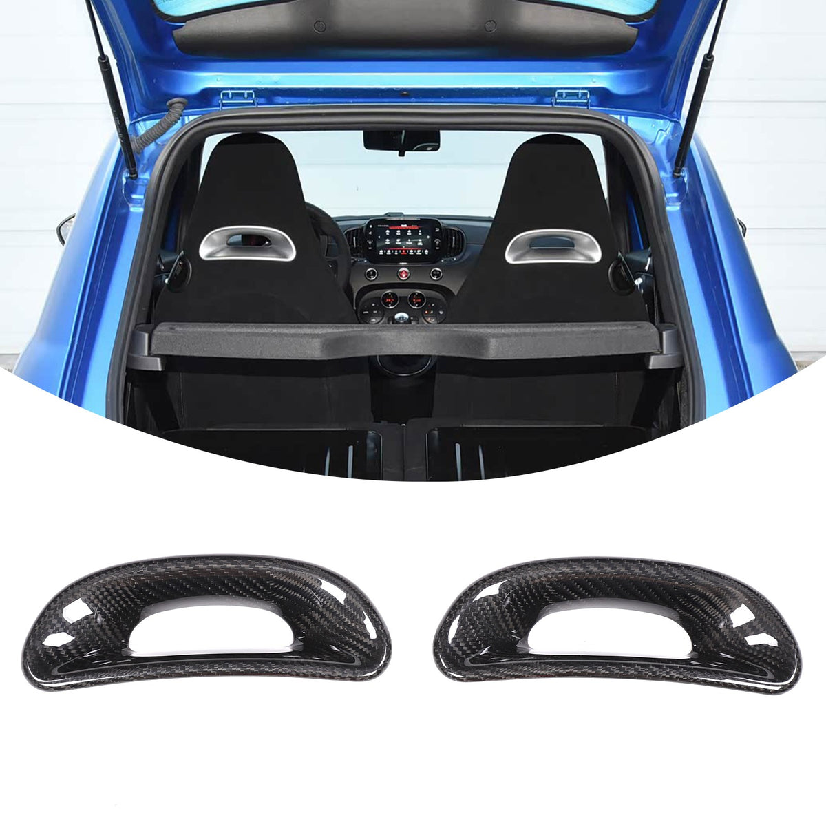 Real Carbon Fiber Front Rear Seat Back Trim For Fiat 500 Abarth 595 2016-2024 6