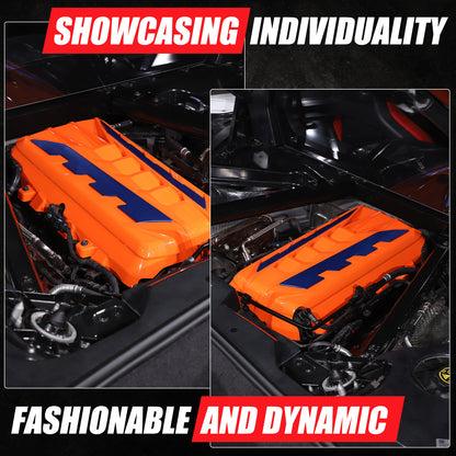Orange Engine Bay Panel Cover Trim in Edge Blue For Corvette Coupe C8 2020-2026 18