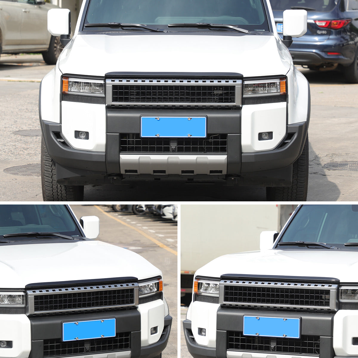 Glossy Black Front Grille Upper Engine Hood Trim For Toyota Land Cruiser LC250 23