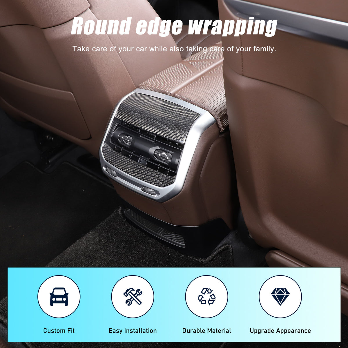 Real Carbon Fiber Rear Air Vent Outlet Cover Trim For BMW 7 Series G70 2023-2024 11