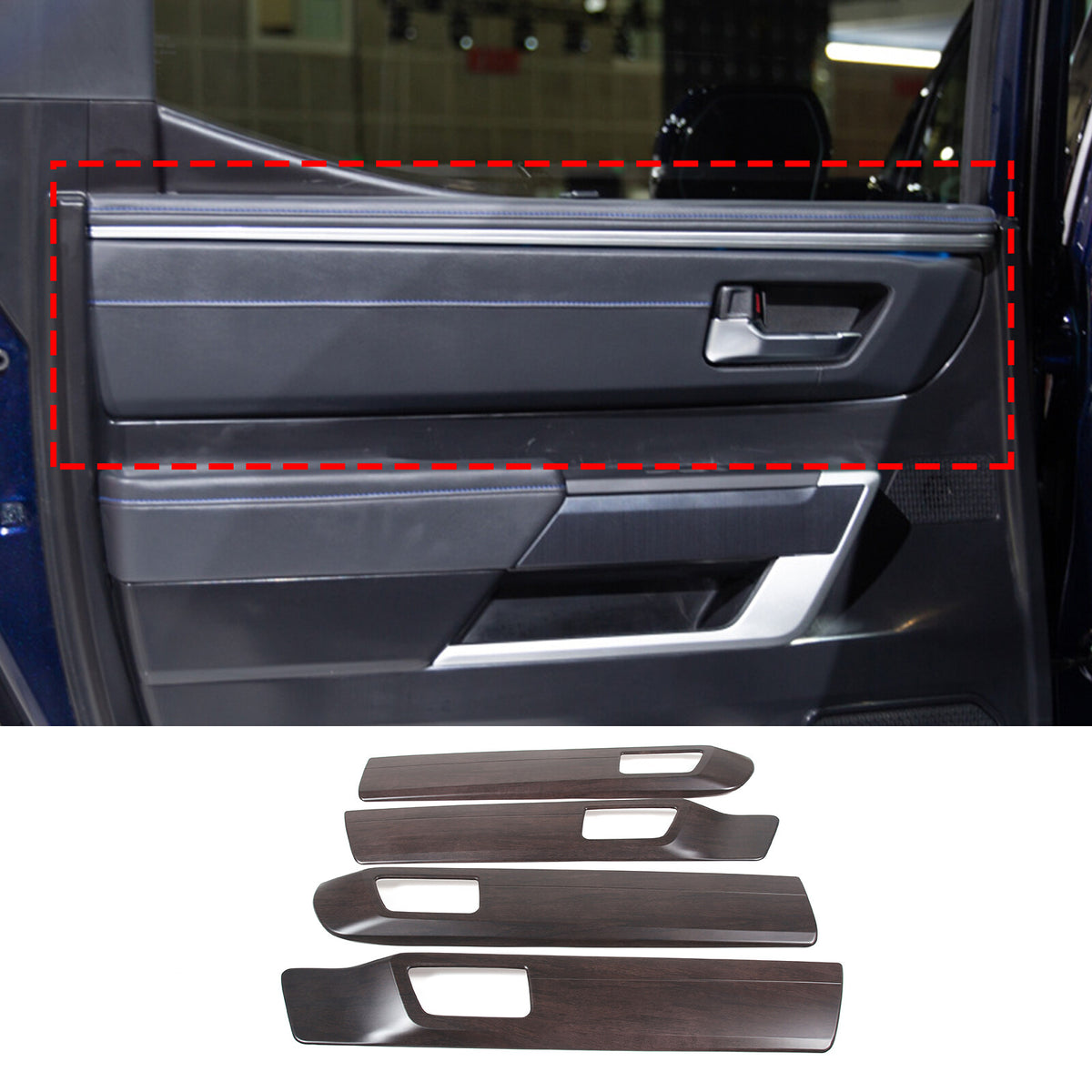 Oak Grain Inner Door Handle Panel Frame Trim For Toyota Tundra 2022-23 US 2