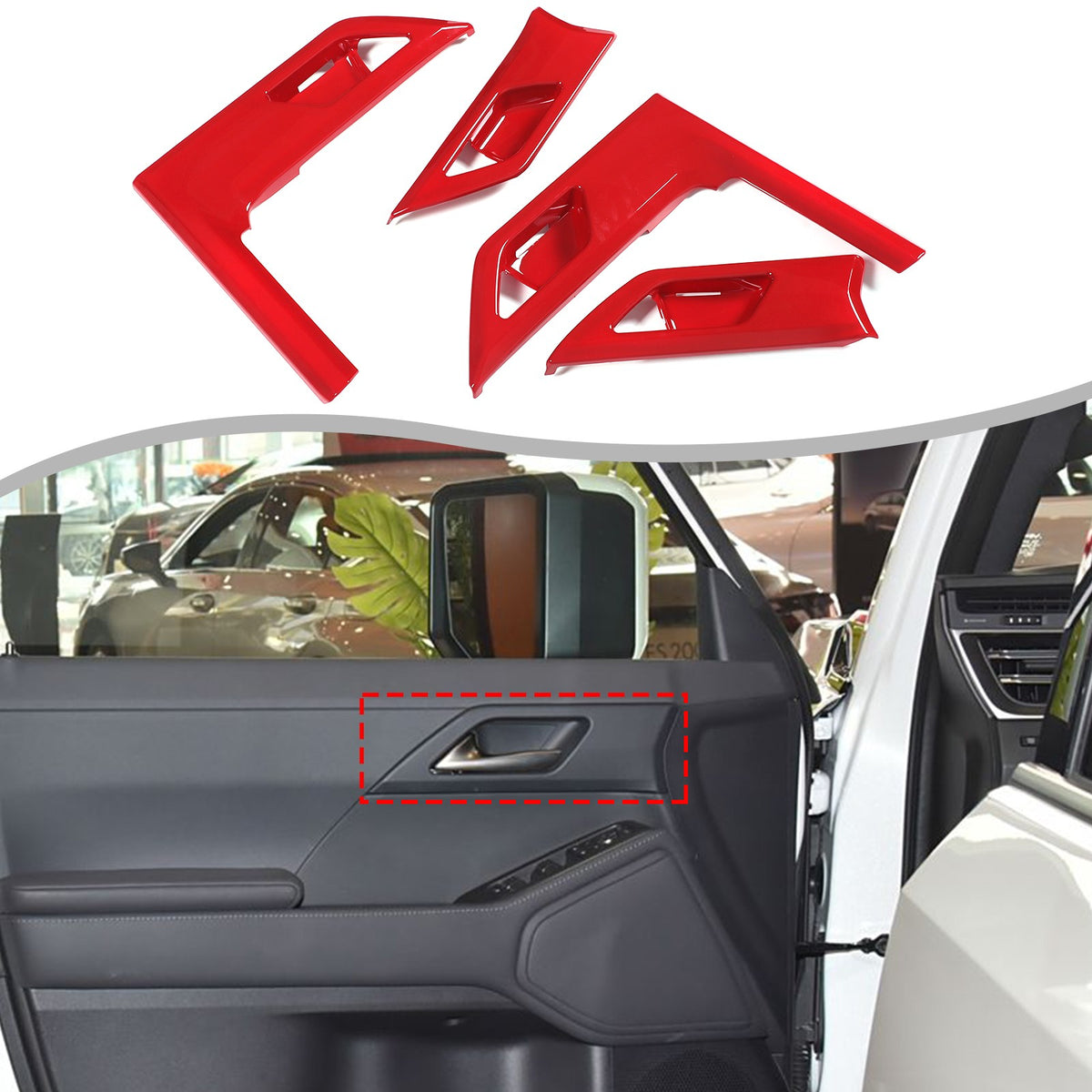 Sport Red ABS Inner Interior Door Bowl Trim Cover For Lexus GX 2024+ US 8