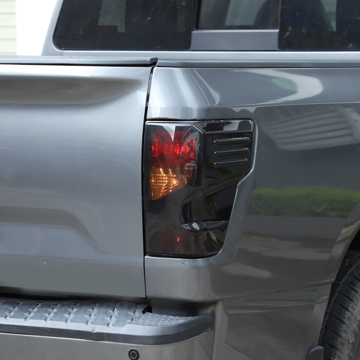 Transparent Gray ABS Tail Light Smoked Cover Trim For Nissan Titan 2016-2023 4