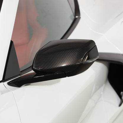 Carbon Pattern Fender Trim Door Handle + Rearview Mirror Cover For Corvette C8 6
