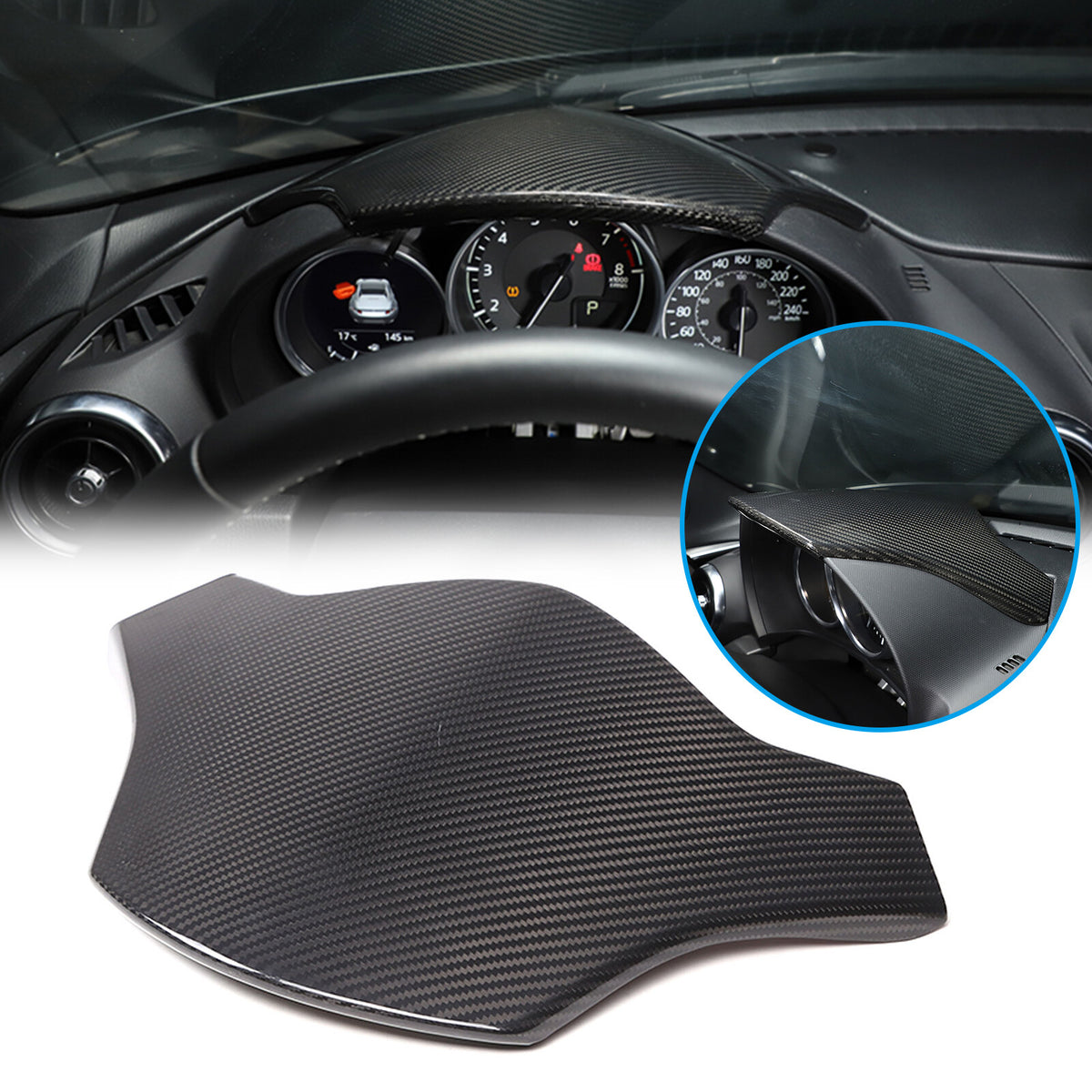 Real Carbon fiber Interior Dashboard Panel Instrument Trim For Mazda MX-5 16-24 2