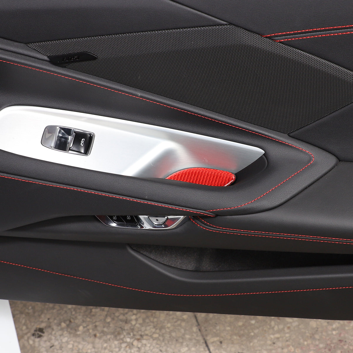 Red Soft Carbon Fiber Interior Decor Trim Kit Cover Set For Corvette C8 20-25 62
