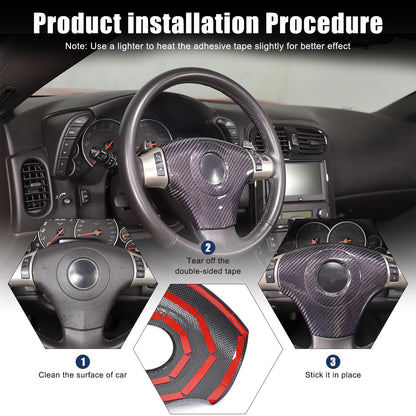 Real Carbon Fiber Center Steering wheel trim cover For Corvette C6 2005-2013 5