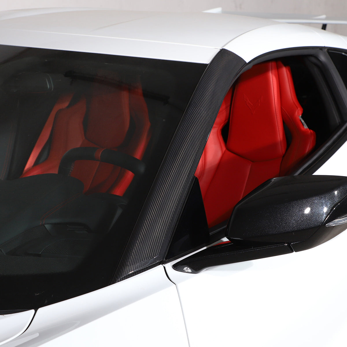 Real Dry Carbon Fiber Front Window A Pillar Layover Trim For C8 Corvette Z06 Z51 11