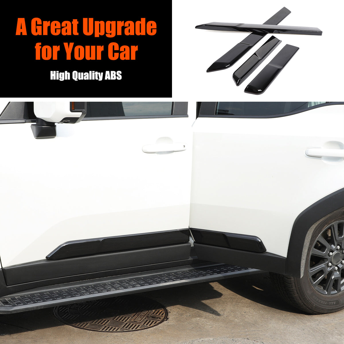 Glossy black Body Side Door Moulding Cover Trim For Toyota Land Cruiser LC250 24 22
