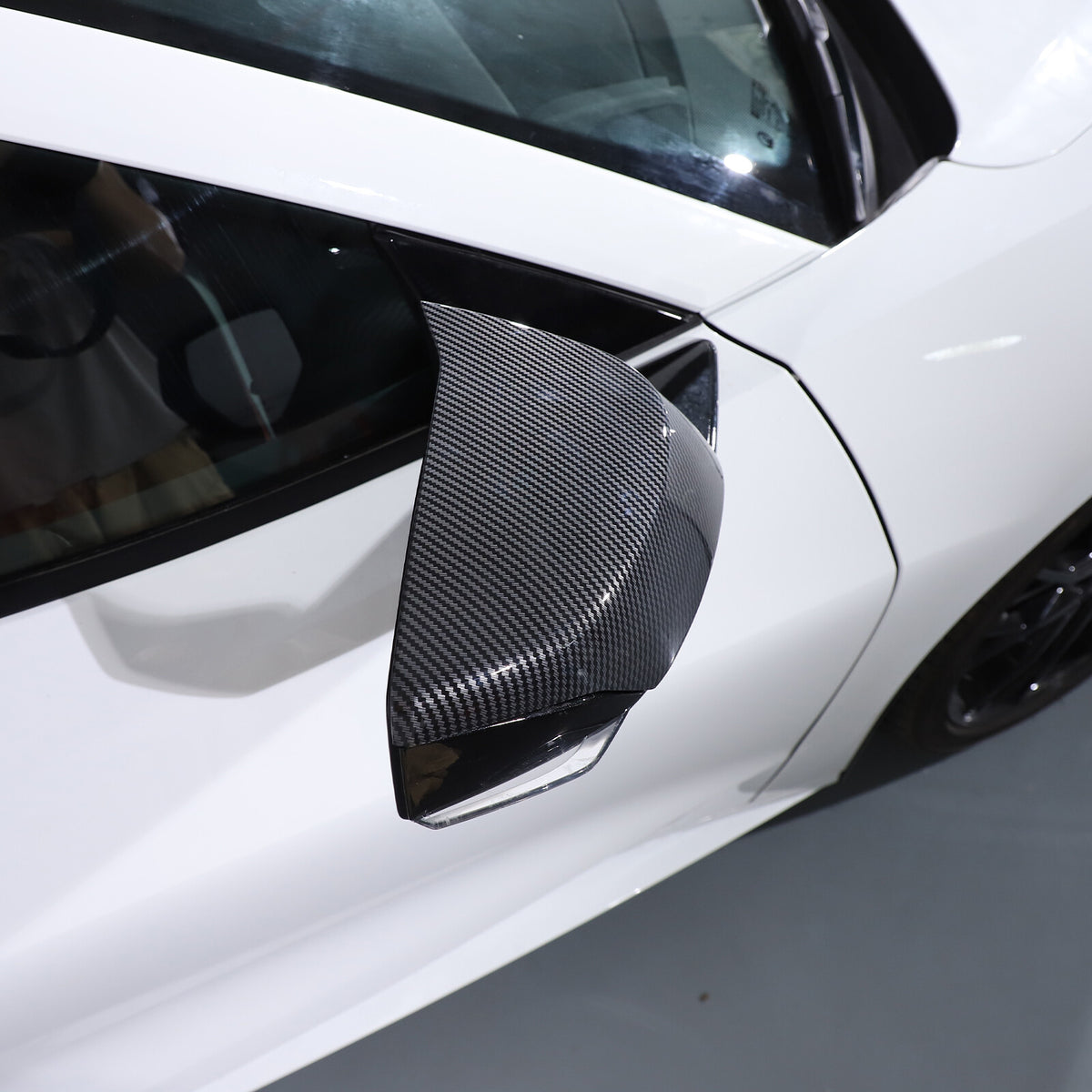 M Style Carbon Fiber Style Side Mirror Cover Caps Overlay For 20-26 Corvette C8 7