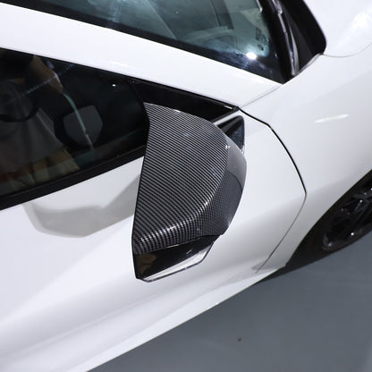 M Style Carbon Fiber Style Side Mirror Cover Caps Overlay For 20-26 Corvette C8 7