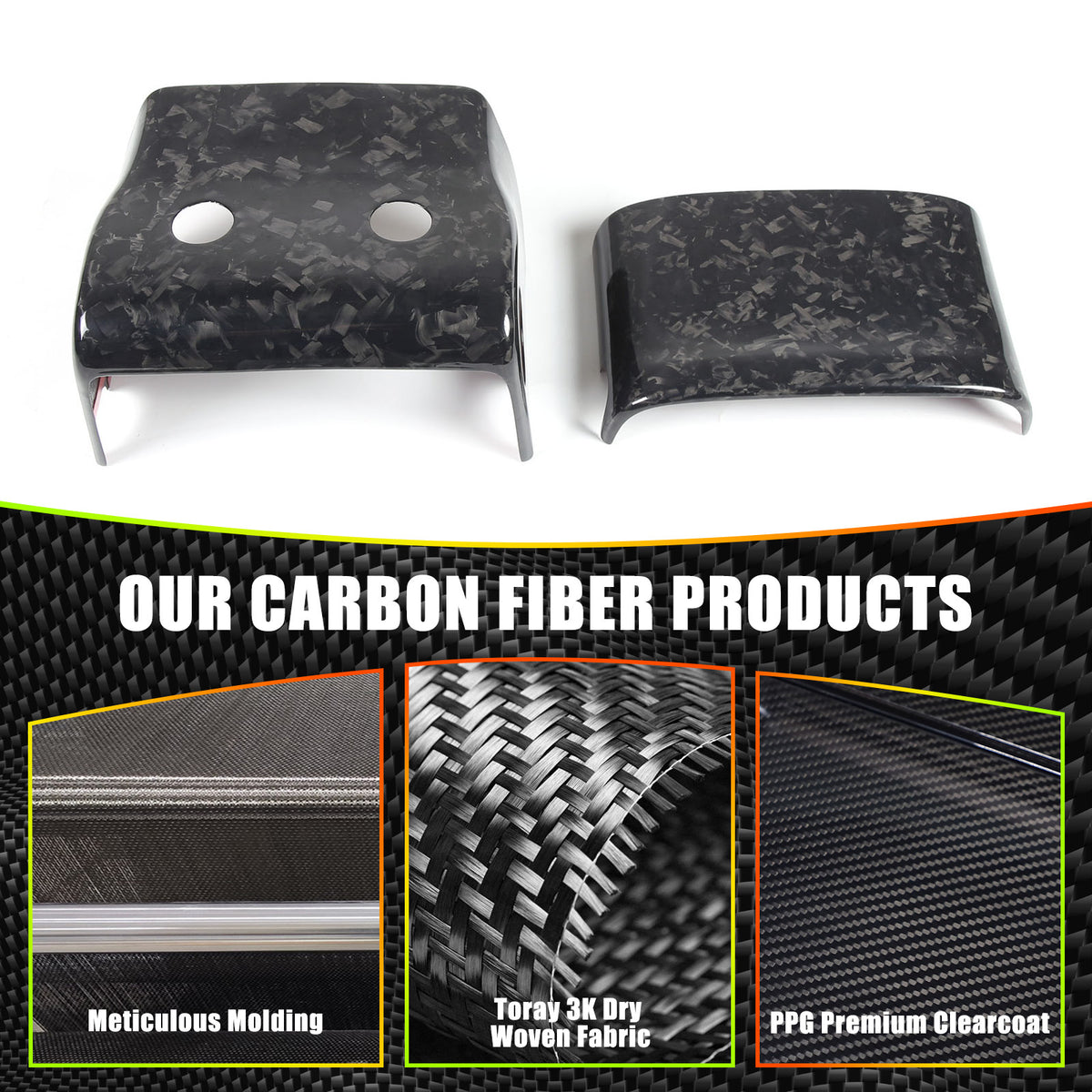 Forged Carbon fiber Steering Wheel Base Trim Cover For Jaguar F-TYPE 2013-2024 5