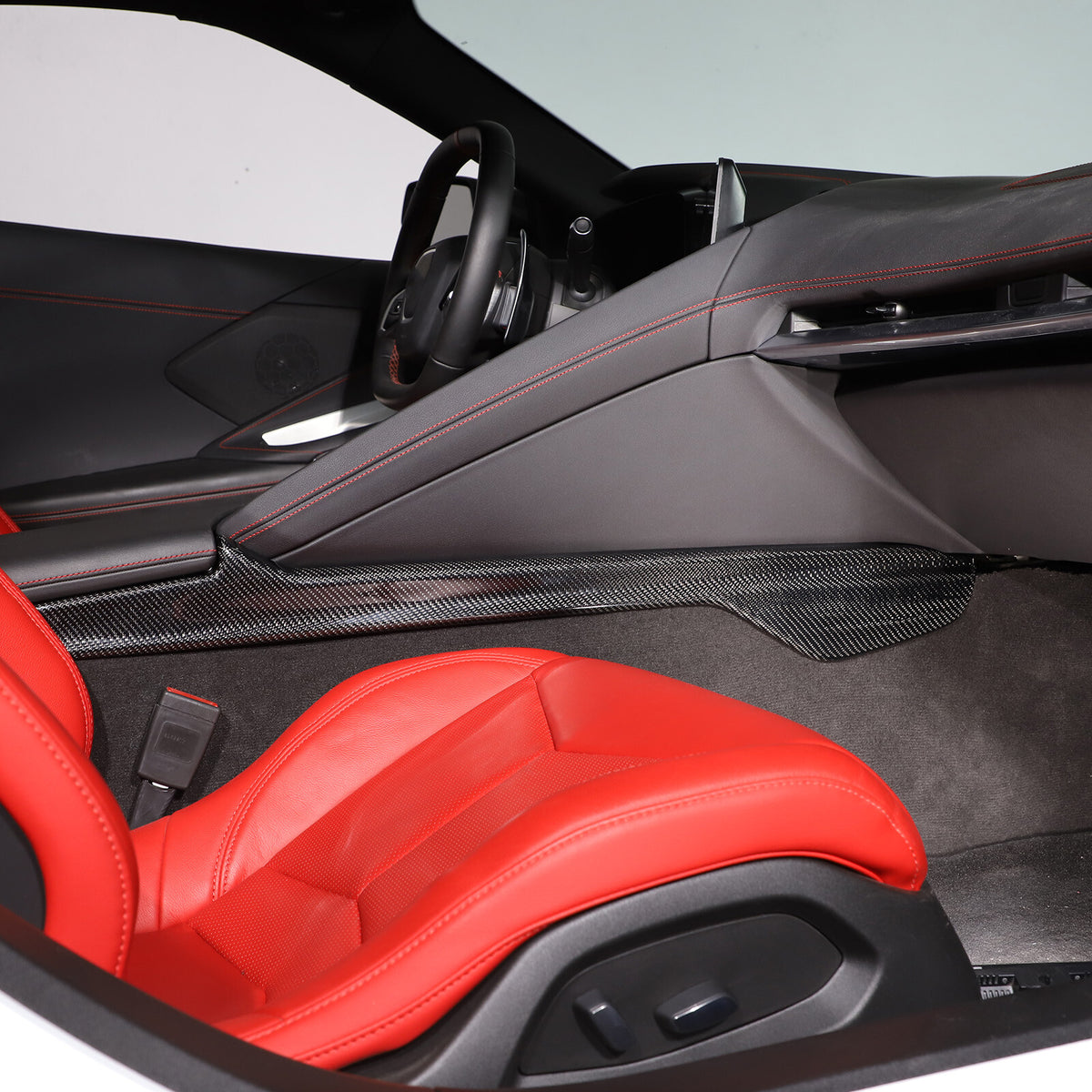 Carbon Central Console Side Panel Strip Trim For C8 Corvette Z06 Z51 Coupe 20-26 5