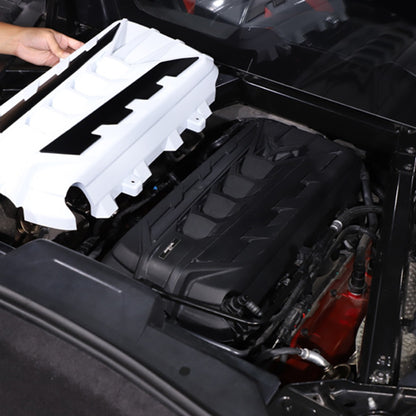 White Engine Bay Panel Cover Trim in Edge Black For Corvette Coupe C8 2020-26 US 5