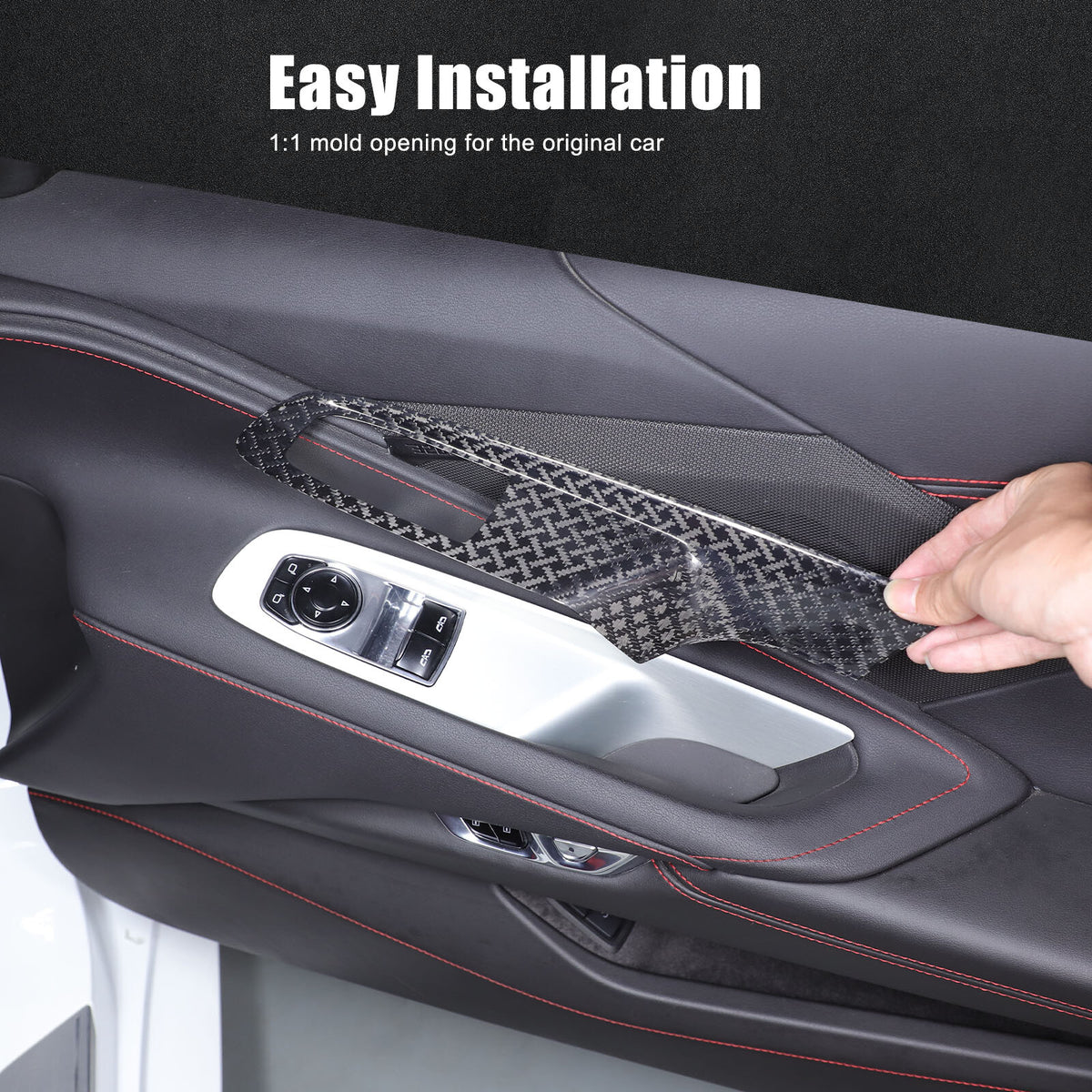 Real Carbon Fiber Window Lift Button Frame Trim For Corvette C8 Coup 2020-2026 13