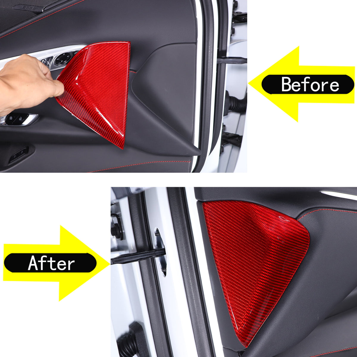 Red Carbon Fiber Dashboard Anti-collision Door Panel Trim Cover For Corvette C8 2