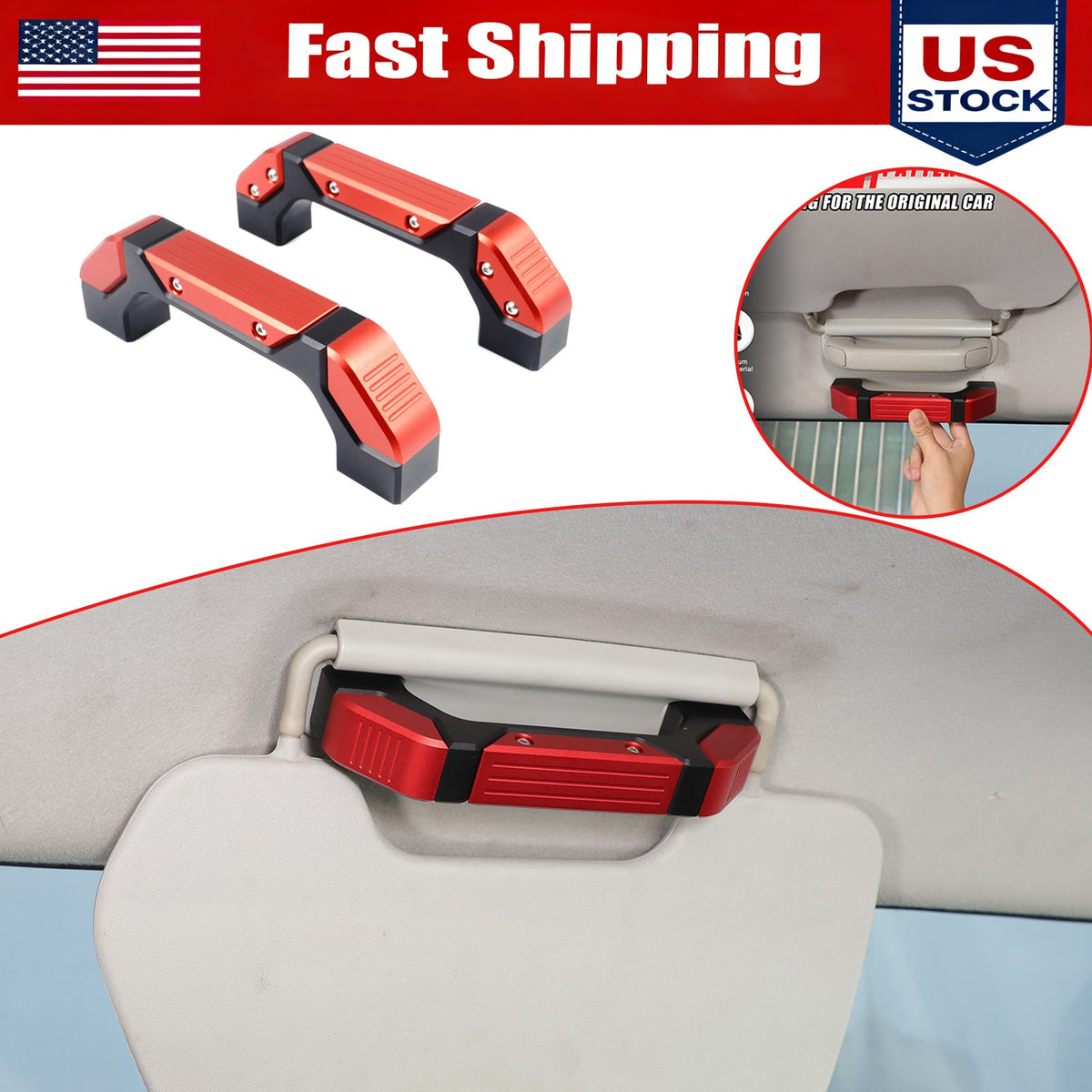 Replacement Mecha Black Red Alloy Roof Handle For Toyota FJ Cruiser 2007-21 US 1