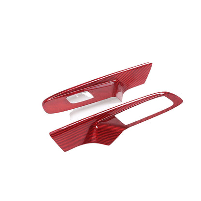 Red Carbon Fiber Window Lift Button Cover Trim For Corvette C8 Convertible 20-26 6