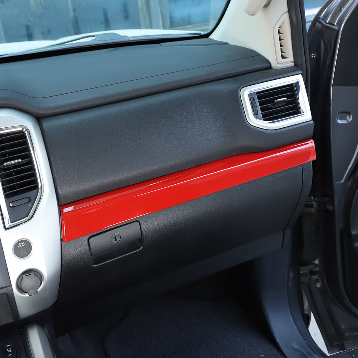 Red ABS Dashboard Center Console Trim Cover for Nissan Titan 2016-23 US 11