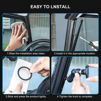 Black Magnetic A-Pillar Mount Bracket For Land Rover Defender L316 2004-2018 7