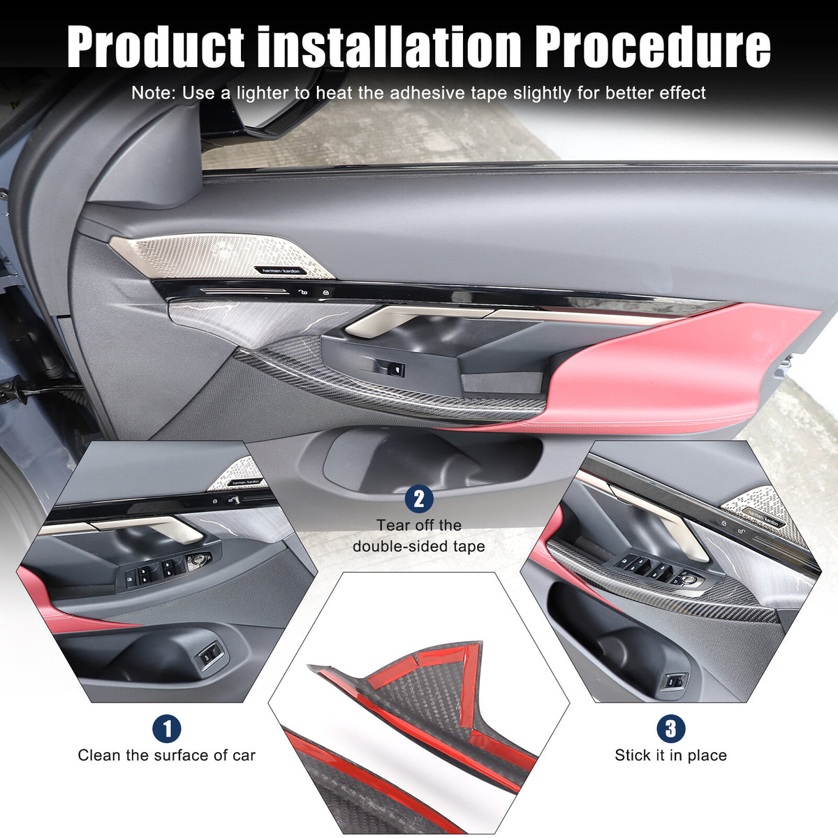 Real Carbon Fiber Window Lift Switch Button Trim Frame For BMW 5 Series G60 24+ 18