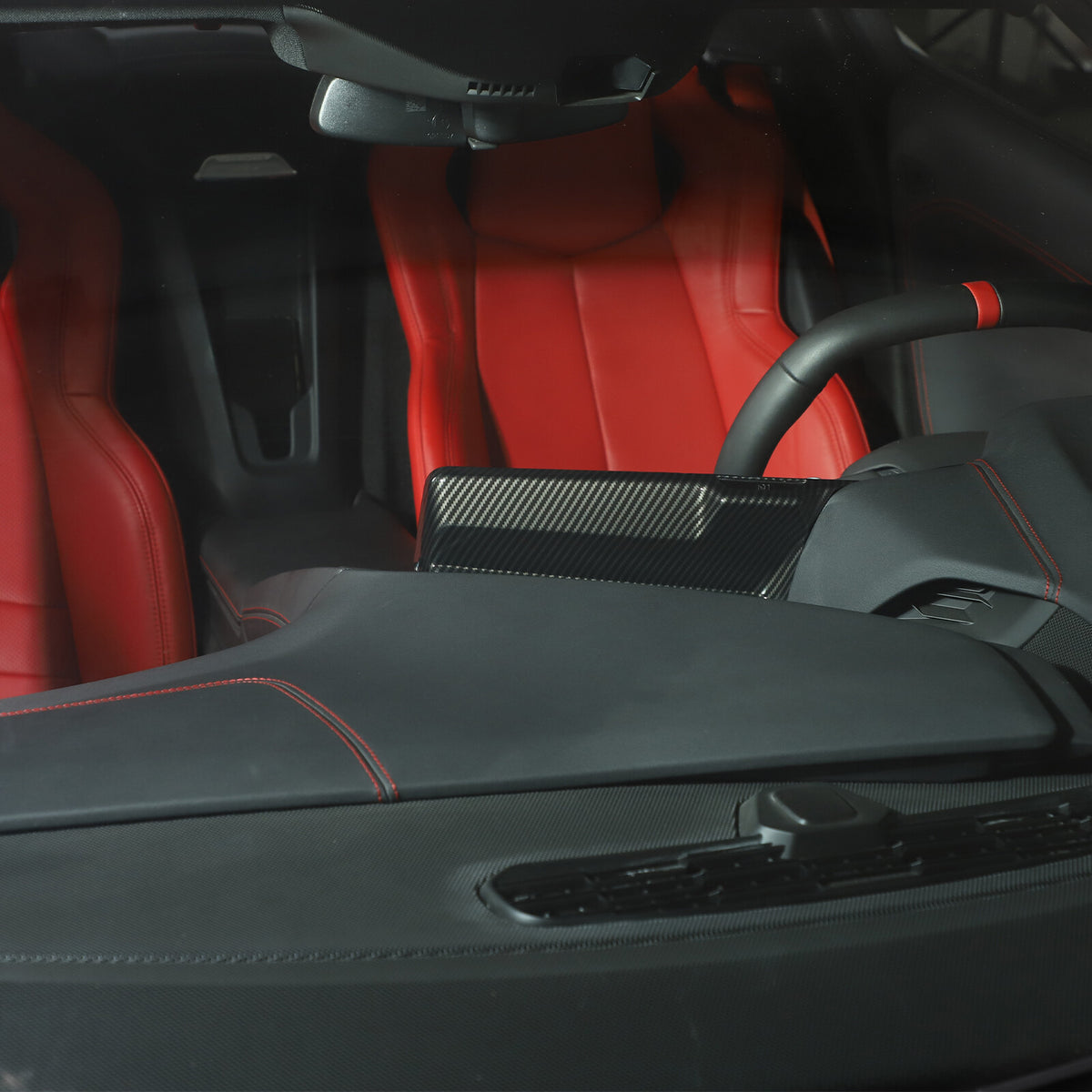 Carbon Fiber ABS Navigation Exterior Trim Cover Frame For Corvette C8 2020-2025 1