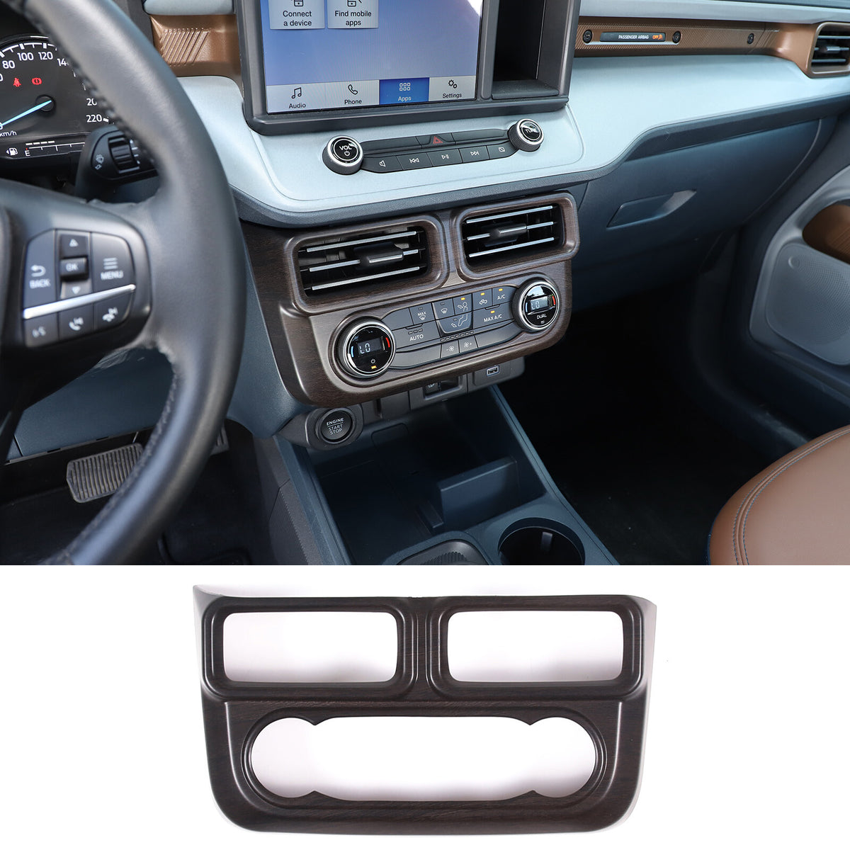 Oak Wood Grain Interior Decoration Cover Trim Kit For Ford Maverick 2022-24 2