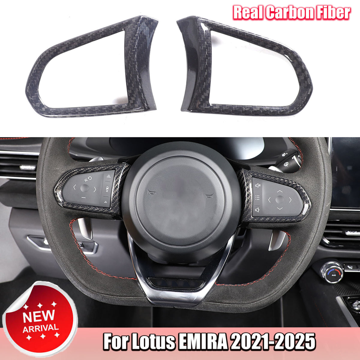 Real Carbon Fiber Steering Wheel Button Cover Trim For Lotus EMIRA 2021-25 US 1