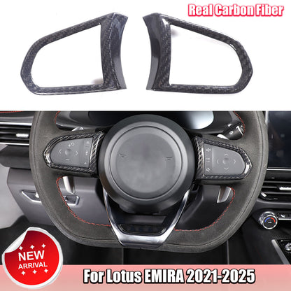 Real Carbon Fiber Steering Wheel Button Cover Trim For Lotus EMIRA 2021-25 US 1