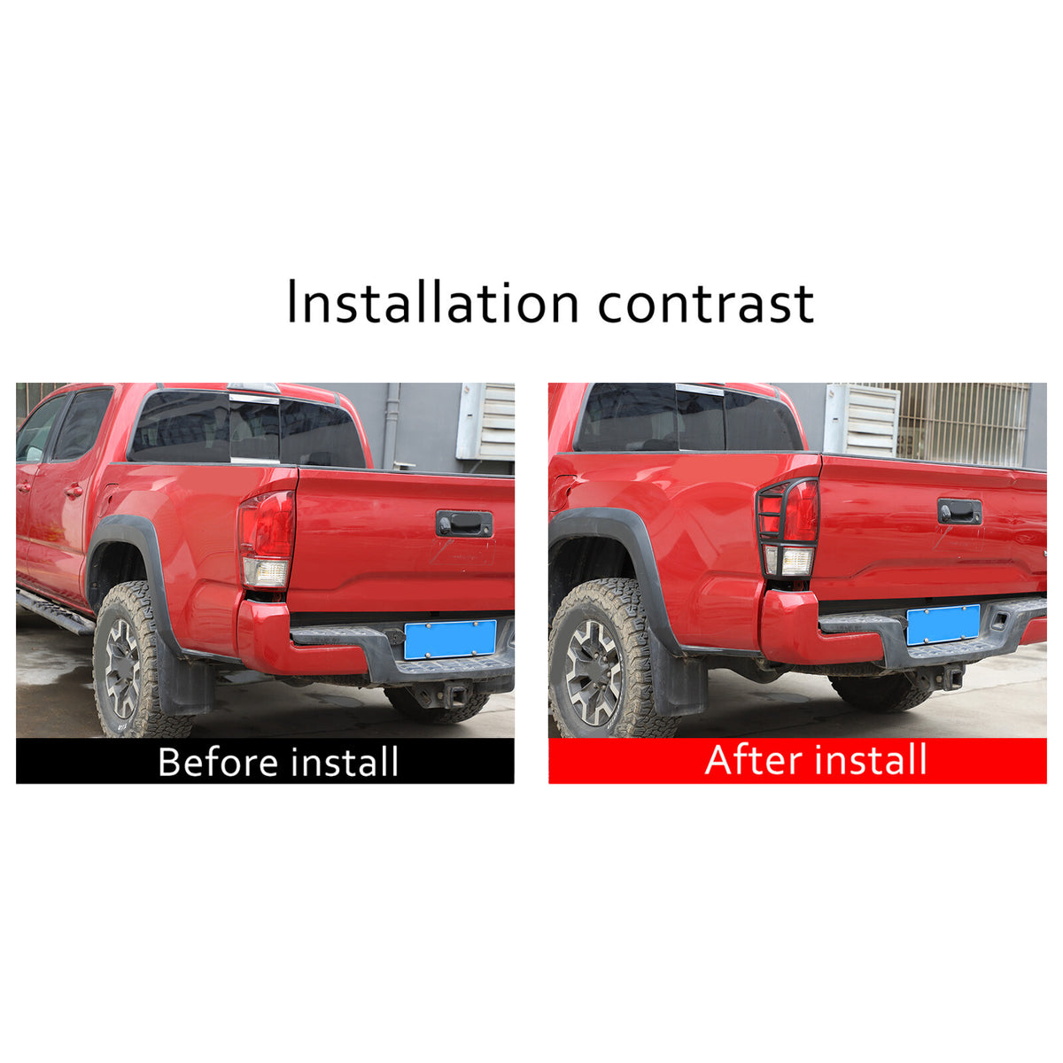 Matte Black Rear Taillight Trim Cover Bezel For Toyota Tacoma 2016-2023 18