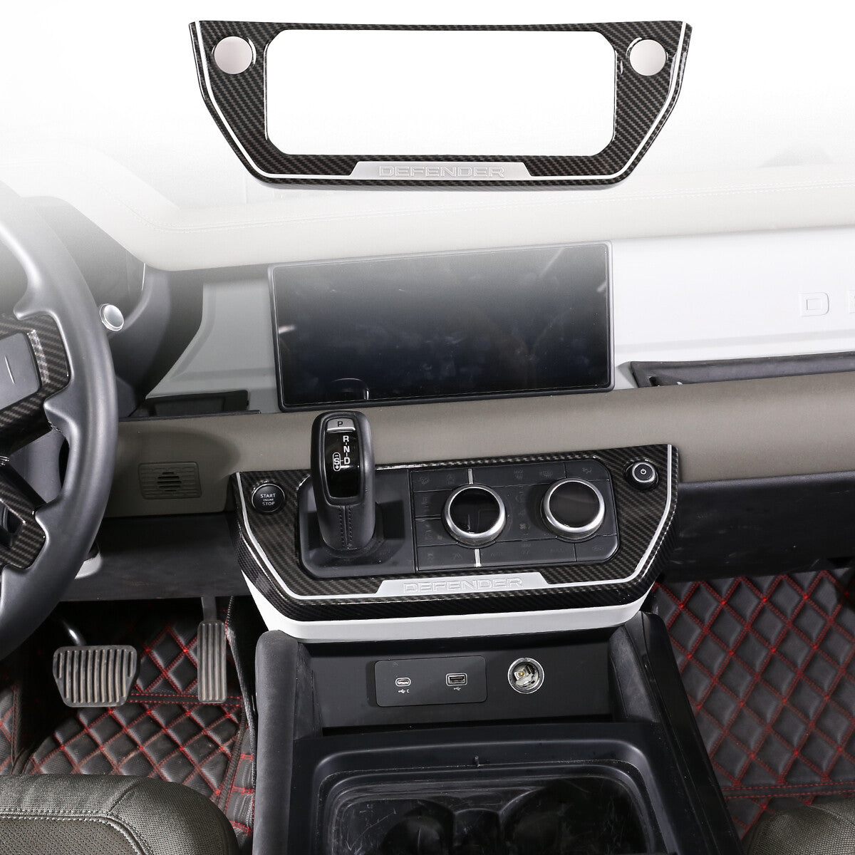 Oak Grain Center Console Gearbox AC Frame For Land Rover Defender 2020-2024 4