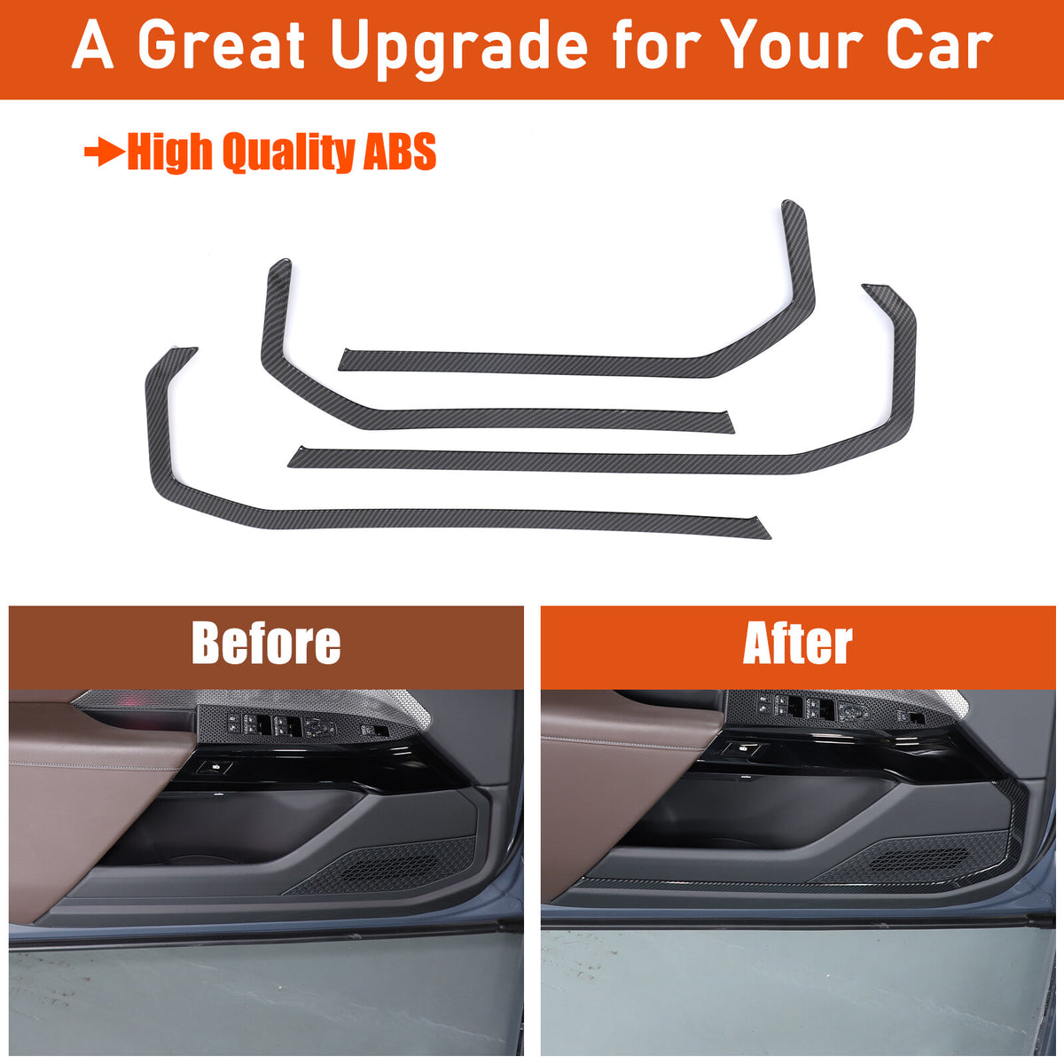 ABS Carbon Fiber Inner door Armrest panel Trim Cover For BMW 7 Series G70 23-25 6