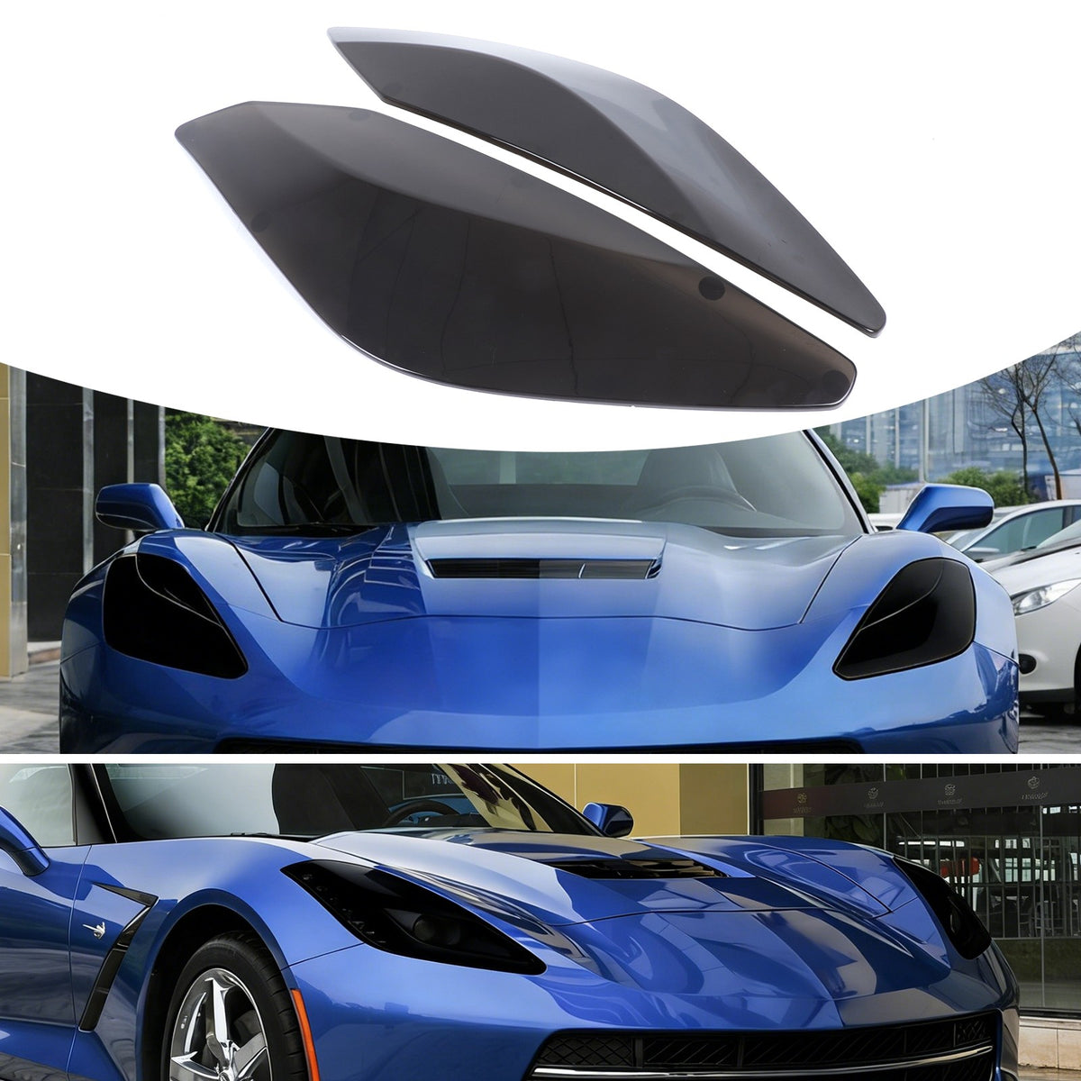 Gray Smoked Black Front Headlight Cover Trim For Corvette C7 14-19 US 9