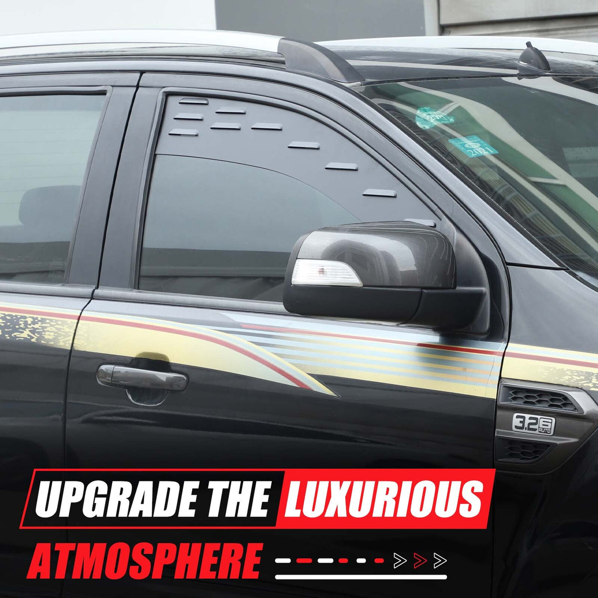 Alloy Front Row Window Vent Louvers Shutter Trim for Ford Ranger T7 T8 2015-2022 13
