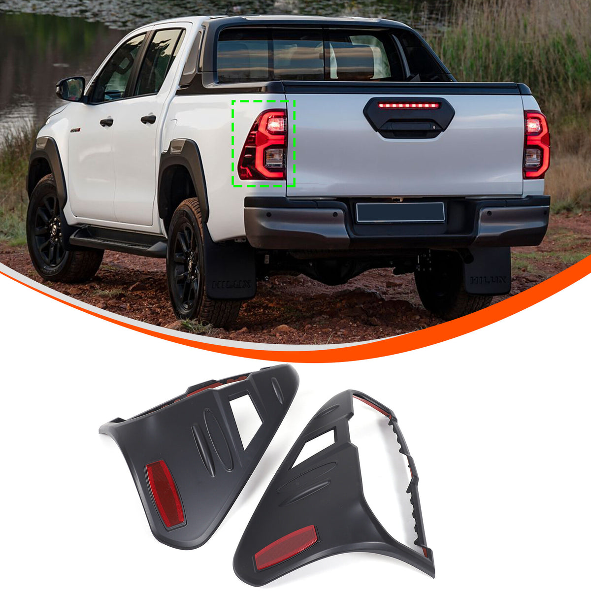 Black Tail Light Taillight Cover Trim For Toyota Hilux Rogue/GR Sport 202+ 3