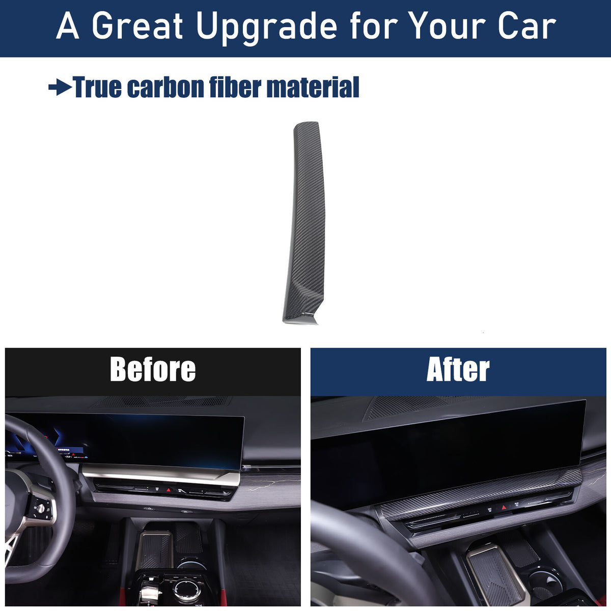 Real Carbon Fiber Navigation Screen Lower trim For BMW 5 Series G60 i5 2024+ 2