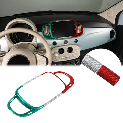 Tri-Color Real Carbon Fiber Dashboard Air Vent Trim For Fiat 500 312 2016+ 23