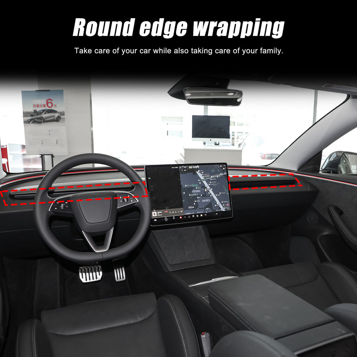 Real Dry Carbon Fiber Center Console Interior Trim Cover For Tesla Model 3 2023+ 19