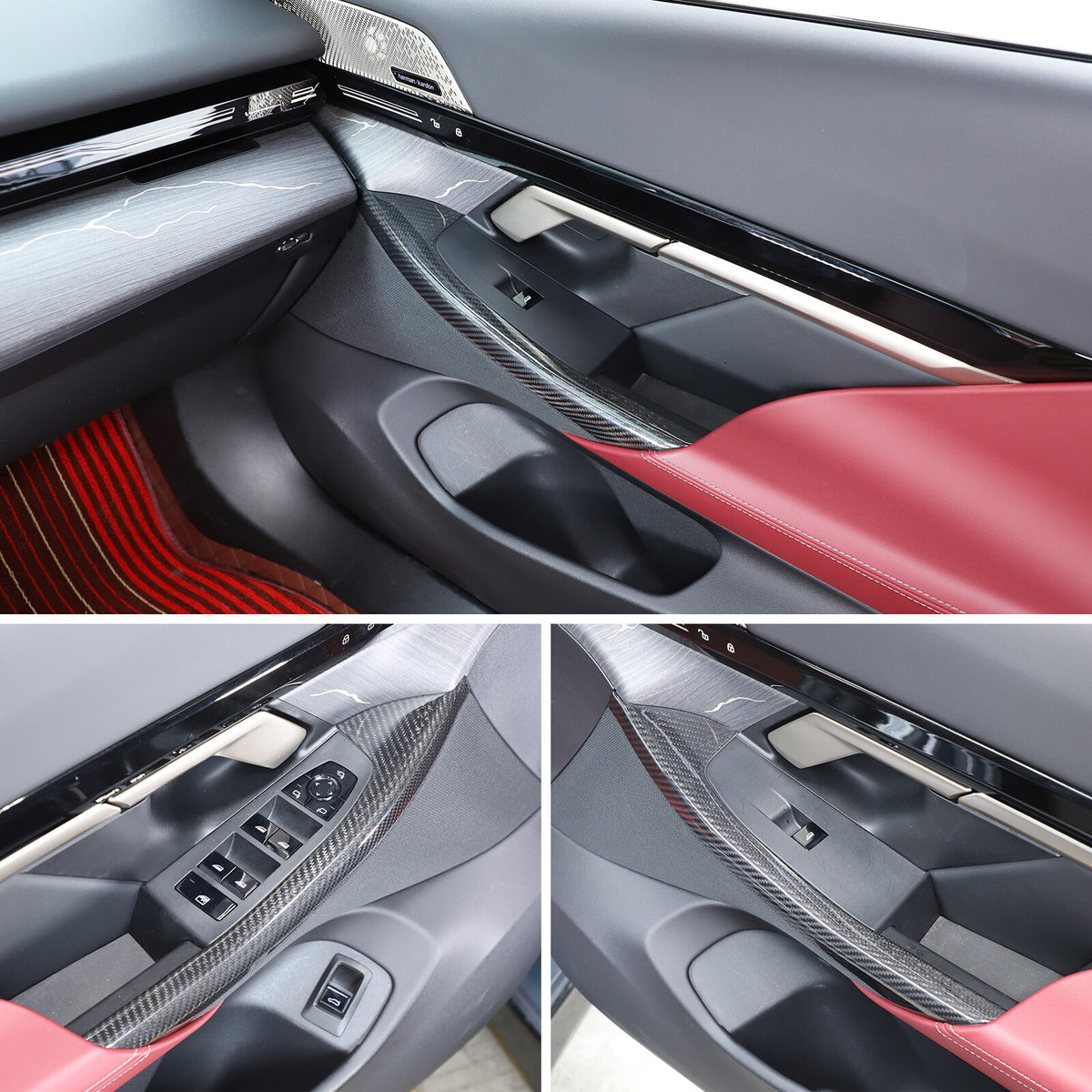 Real Carbon Fiber Window Lift Switch Button Trim Frame For BMW 5 Series G60 24+ 2